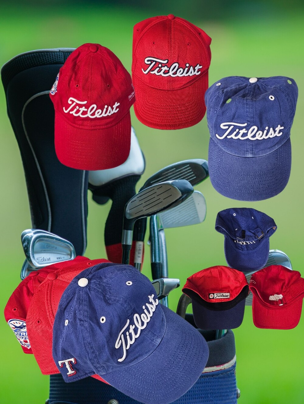 Titleist Mens Golf Hat Bundle Embroidered Red Blue One Size L XL Fitted Hats
